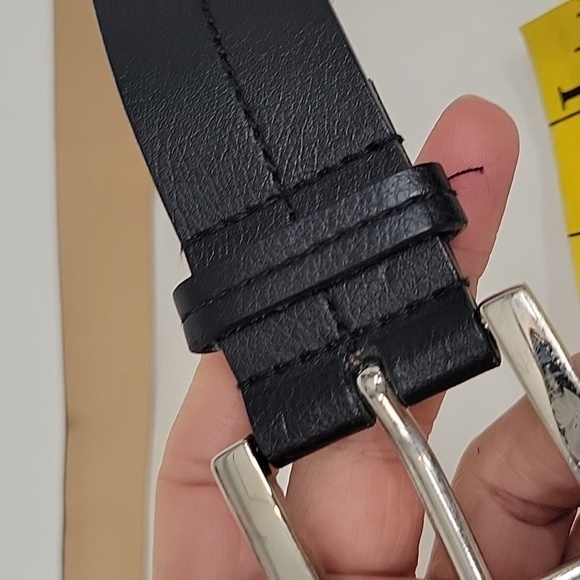 MICHAEL KORRS BELT BLACKWITH PRINTED MK LOGO SILVERBUCKLE Women's Extra Large - Picture 8 of 9